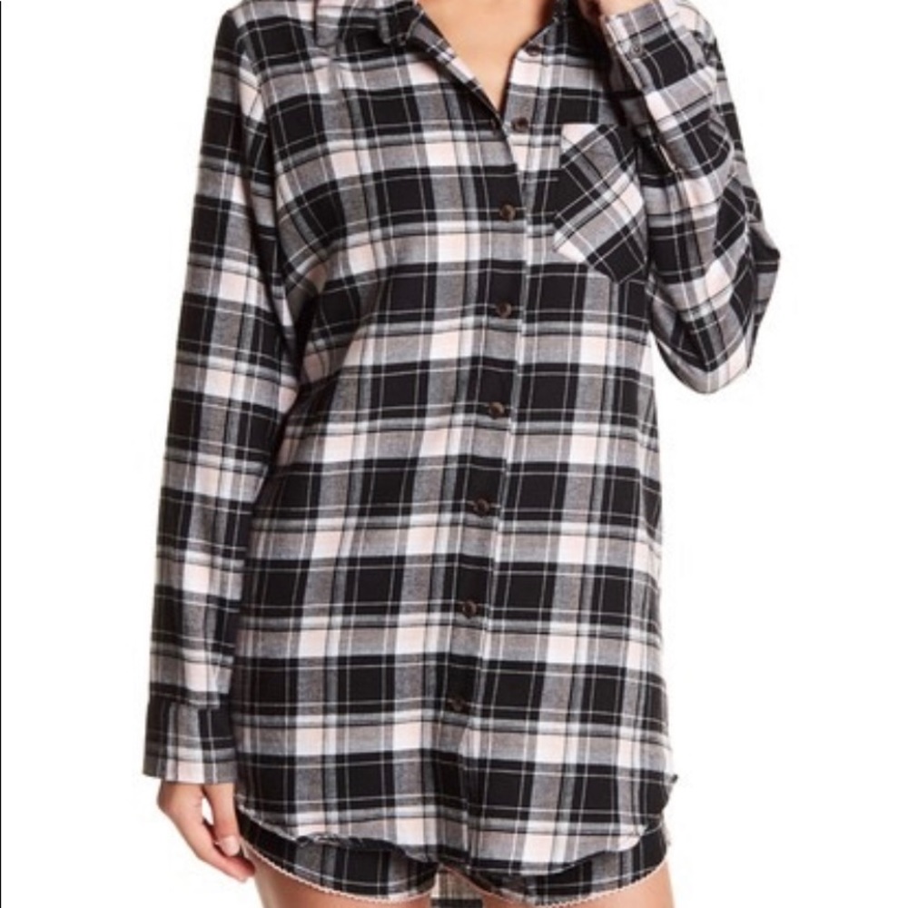 Black Poppy Flannel Nightshirt